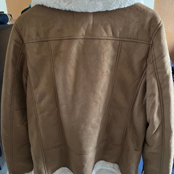 Boohoo MAN Faux Suede/Fur Aviator Jacket Sz M - Picture 2 of 4